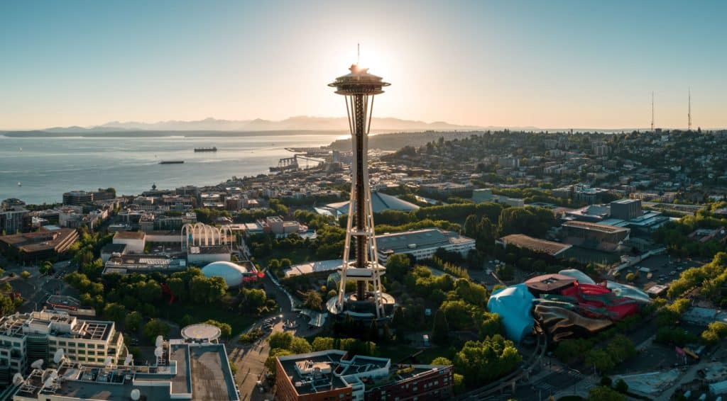 The Seattle cityscape.
