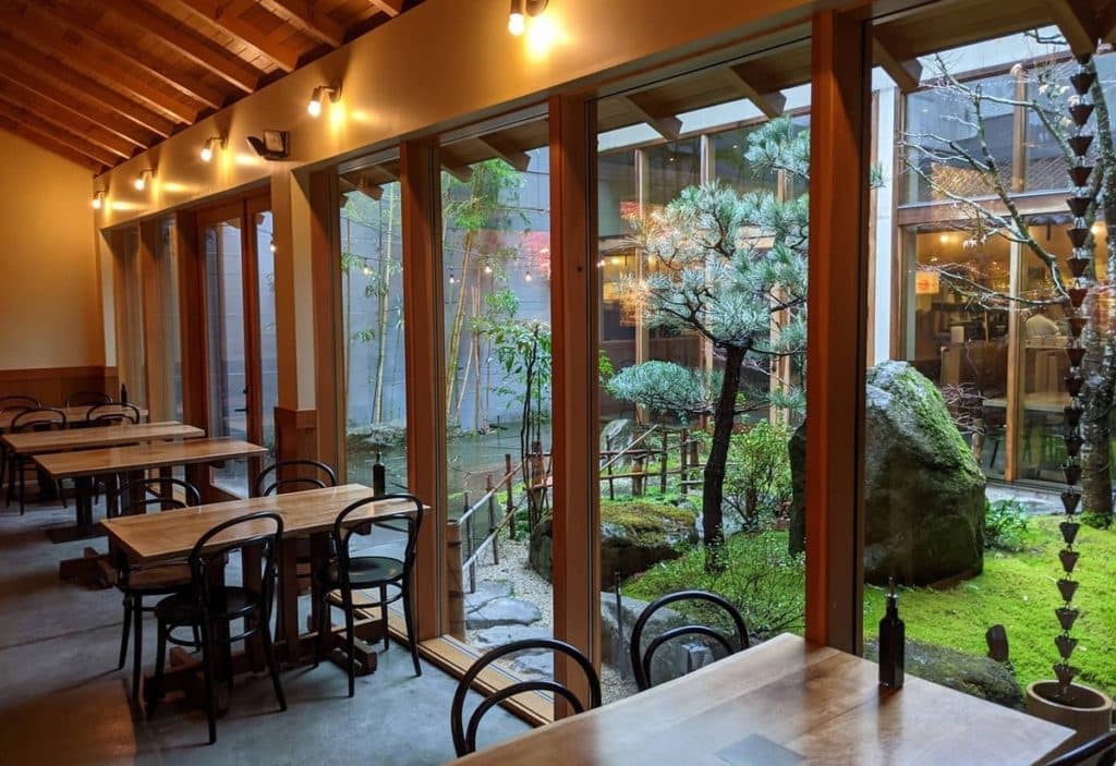 View of the courtyart at Momiji in Seattle