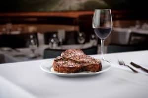 Steak and wine from Ruth’s Chris Steak House in Seattle