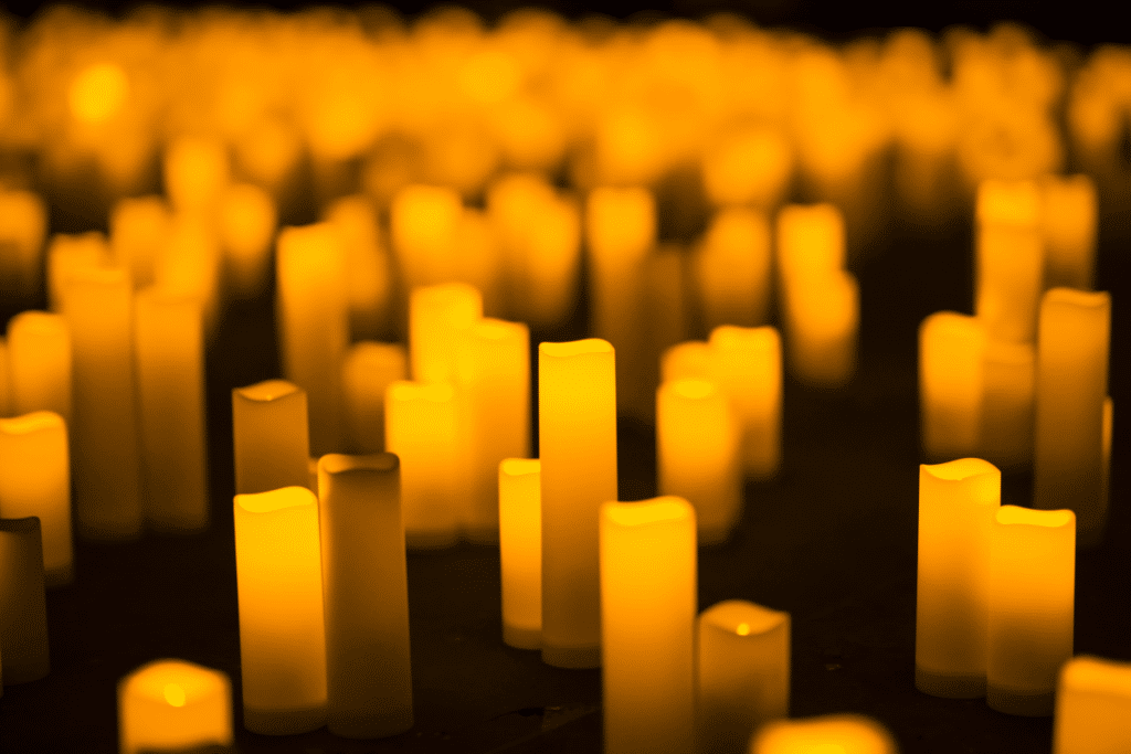 A close up of candles